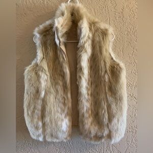 Faux Fur Vest in Cream and Tan